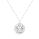 .925 Sterling Silver Diamond Accent Cancer Zodiac Design 18" Pendant Necklace Medallion (K-L Color, I1-I2 Clarity)