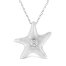 .925 Sterling Silver Prong-Set Diamond Accent Starfish Pendant Necklace (I-J Color, I1-I2 Clarity) - Size 18"