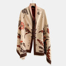 Vintage Knot-button Outerwear Jacquard Shawl