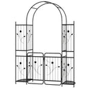 87 inch Tall Garden Arch with Gate Planter Shelves Climbing Trellises
