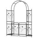 87 inch Tall Garden Arch with Gate Planter Shelves Climbing Trellises