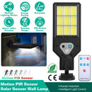 Solar Wall Light Outdoor 9 COB Beads PIR Motion Sensor Remote Control Wireless Lamps IP45 Waterproof Lighting for Garage Front Door Garden Pathway