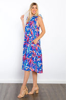 Be Stage Print Ruffled Midi Dress with Pockets