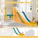 7-in-1 Toddler Swing and Slide Set L-shaped with Ladder and Basketball Hoop
