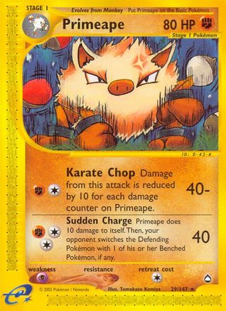 Primeape 029/147 - Aquapolis Reverse Holofoil