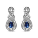.925 Sterling Silver 4.5 x 3mm Pear Sapphire Gemstone and Diamond Accent Infinity Drop Stud Earrings (H-I Color, SI1-SI2 Clarity)