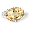 4.63 Carat Genuine Citrine and White Topaz .925 Sterling Silver Ring