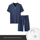 Mens Home Wear Thin Short-Sleeve Shorts Pajama Set