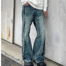 Mens American-style Lightning-Stripe Mid-Rise Stretch Jeans