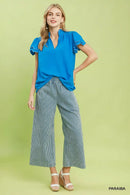 Umgee Scalloped Ruffle Sleeve Top
