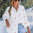 Casual Sun-proof Heart Printing Loose And Comfortable Shirt