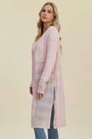 Double Take Full Size Open Front Longline Cardigan