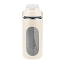 34Oz Glass Water Bottle Sports Water Bottle Motivational Water Bottle Water Intake Tracker Bottle with Straw Time Marker Silicone Sleeve Handle for Gy