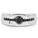 0.74 Carat Genuine Black Diamond .925 Sterling Silver Ring