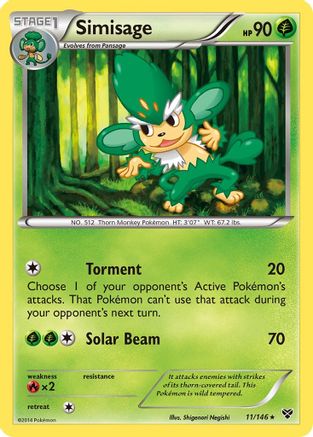 Simisage 011/146 - XY Base Set Reverse Holofoil
