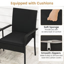 3 Piece Patio Furniture Set with Seat Cushions and Tempered Glass Tabletop