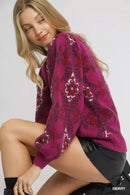 Umgee Boho Patterned Long Sleeve Sweater