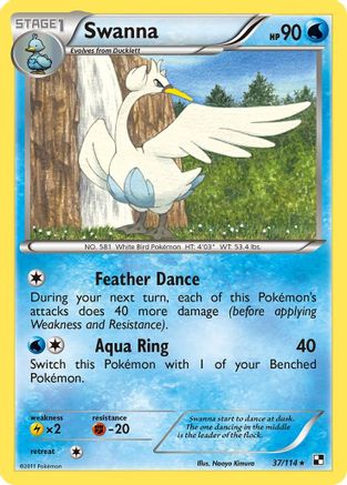 Swanna 037/114 - Black and White Reverse Holofoil