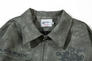 Men's Cross Print Loose Leather Jacket