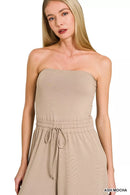 Zenana Tube Top Jumpsuit with Drawstring Waist