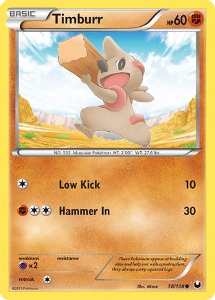 Timburr 058/108 - Dark Explorers Reverse Holofoil