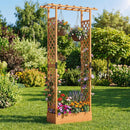 89 Inch Tall Wooden Raised Garden Bed with Side Trellis and Hanging Roof Drainage Holes