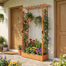 89 Inch Tall Wooden Raised Garden Bed with Side Trellis and Hanging Roof Drainage Holes
