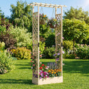 89 Inch Tall Wooden Raised Garden Bed with Side Trellis and Hanging Roof Drainage Holes