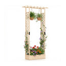 89 Inch Tall Wooden Raised Garden Bed with Side Trellis and Hanging Roof Drainage Holes