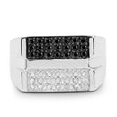 0.64 Carat Genuine Black Diamond and White Diamond .925 Sterling Silver Ring