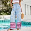 Women's Spring/Summer Elegance Casual Print Tie Up Pants