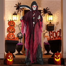 8 Feet Halloween Standing Grim Reaper with Terrifying Sounds and Lighted Eyes