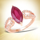 14K Rose Gold Plated 5.11 Carat Glass Filled Ruby and White Topaz .925 Sterling Silver Ring