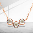 10K Rose and White Gold Plated .925 Sterling Silver 1/4 Cttw Miracle-Set Champagne Diamond Triple Circle 18" Necklace (I2-I3 Clarity)