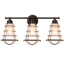 3-Light Vanity Lamp Bathroom Fixture with Metal Wire Cage