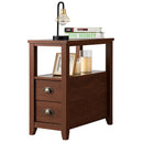 End Table Wooden with 2 Drawers and Shelf Bedside Table