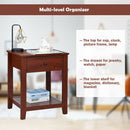 Set of 2 Nightstand with Storage Shelf and Pull Handle