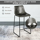 Set of 2 Bar Stool Faux Suede Upholstered Chairs