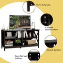 Wooden TV Stand Entertainment for TVs up to 55 Inch with X-Shaped Frame