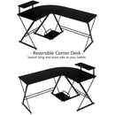 L-Shaped Desk Reversible Corner Computer Desk with Movable Shelf and CPU Stand