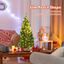 4.5 Feet Pre-lit Hinged Pencil Christmas Tree with Pine Cones Red Berries and 150 Lights