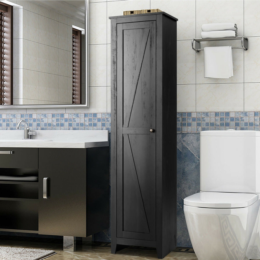 Linen Tower Bathroom Storage Cabinet Tall Slim Side Organizer with Shelf