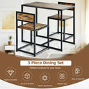 3 Pcs Dining Set Compact Table and 2 Chair with Metal Frame for for Small Space