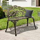 Outdoor Cast Aluminum Patio Bench Antique Rose