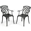 2 Pieces Durable Aluminum Dining Chairs Set with Armrests