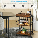 3-Tier Kitchen Serving Bar Cart with Lockable Casters and Handle Rack for Home Pub-Rustic Brown