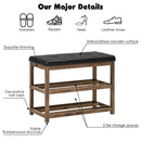 2-Tier Wooden Shoe Rack Bench with Padded Seat