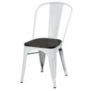 4 Pieces Tolix Style Metal Dining Side Chair Stackable Wood Seat