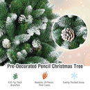 5/6/7.5 Feet Artificial Pencil Christmas Tree with Pine Cones
