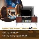 Retro Modern TV Stand with 6 Metal Legs for TVs up to 65 Inch with 2 Cable Holes